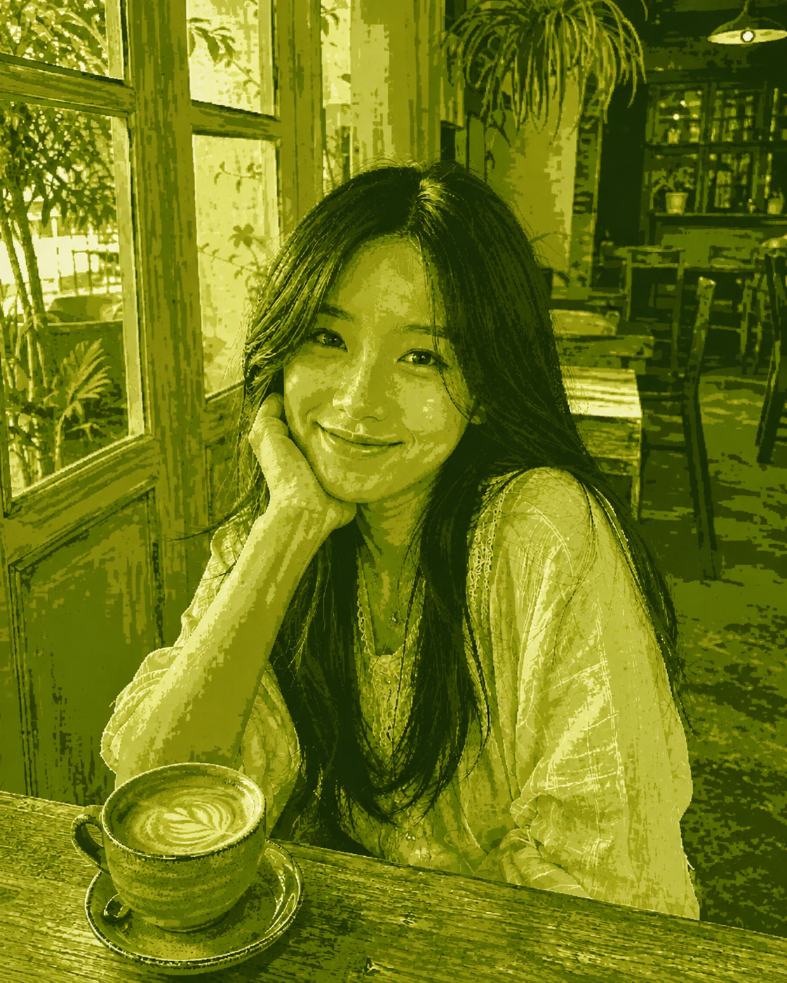 Photo with more natural-looking colors after green filter removal
